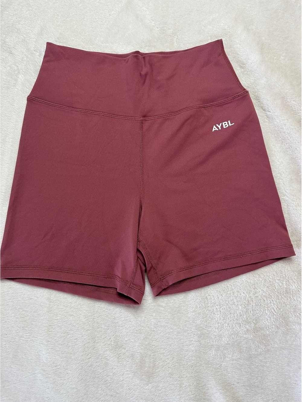 AYBL Core High-Waisted Workout Shorts – Mauve Wine – Size Medium